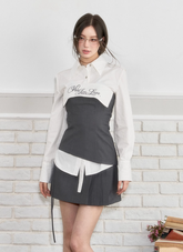 비대칭 튜브탑 & 팬츠